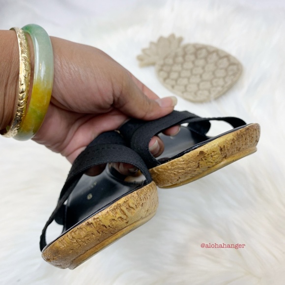 Italian Shoemakers Black Faux Cork Wedges! EUC! - Picture 4 of 7